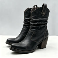Bottes de cowboy occidentales de bonne qualité à bout pointu pour femmes, bottes hautes à tige souple mi-mollet pour l'hiver