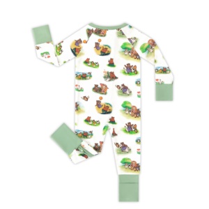 Miozing Combinaison Bébé Anti-rayures en Bambou Biologique à Double Fermeture Éclair avec Imprimé Ours de Dessin Animé pour Nouveau-né, Vente en Gros - Product Image 2