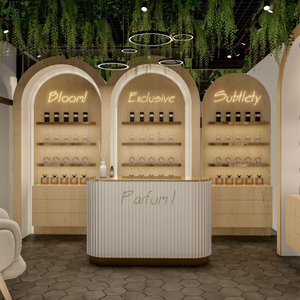 Vitrine de magasin de parfums au design moderne, bon marché, étagères en bois pour cosmétiques, présentoir de parfums avec éclairage LED - Product Image 5
