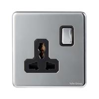 Prise murale rétro en acier inoxydable avec panneau tactile, 2 prises, 10A, interrupteur universel, double prise, IP37, 250V, installation facile, durable