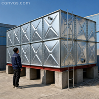 Réservoir d'eau en acier galvanisé HDG, assemblé modulairement, carré, avec boulons soudés
