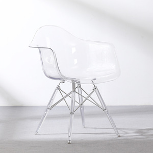 Transparent Plastic Ghost Chair With <b>Backrest</b> For Adults Modern Minimalist Dining Chair Single Seat Home Use - Product Image 4