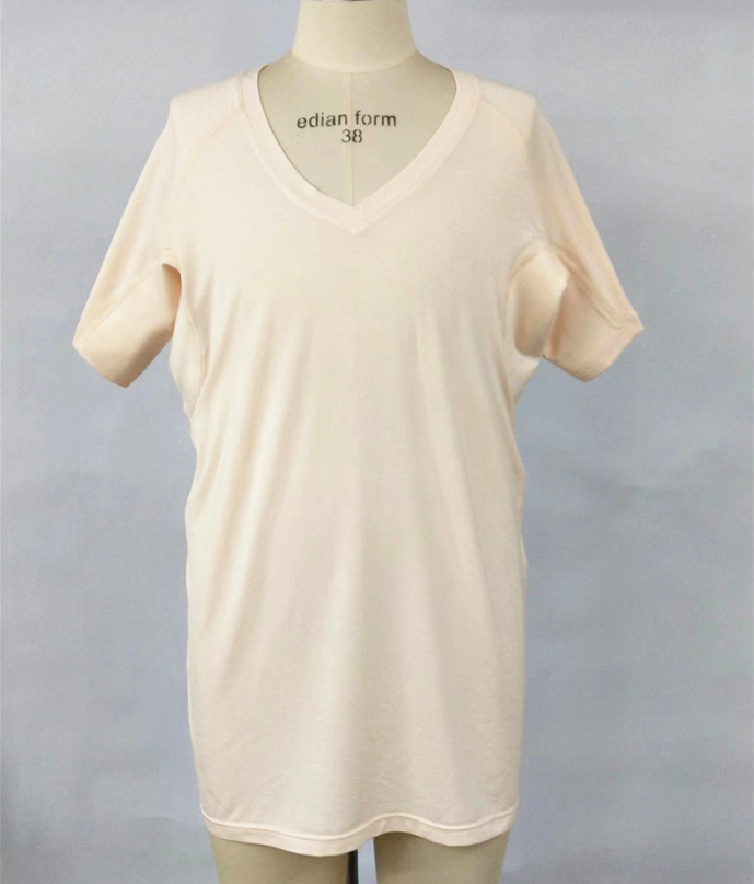 เสื้อผู้ชาย คอวีลึก - สีเนื้อ