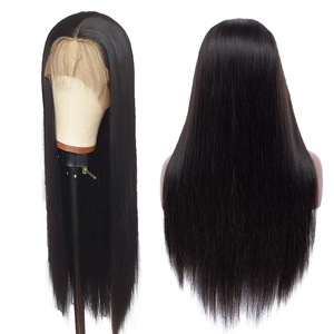Perruque Lace Front en Cheveux Humains Brésiliens 13x4, Dentelle Transparente, Longue et Lisse, Noir Naturel, Densité 180%, Perruques Faite à la Main pour Femmes - Product Image 5