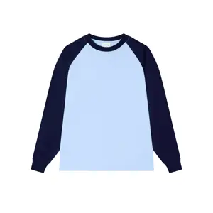 Custom Cotton Blend Color Blocked Raglan Sleeve Mens Cotton Long Sleeve Tshirts