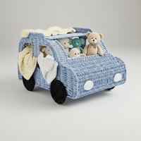 Panier de rangement en corde de papier naturelle tressé à la main, écologique, en forme de voiture, pour le rangement des jouets et des aliments des enfants