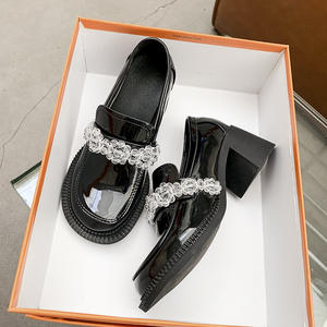 Zapatos Planos de Ballet de Cristal de Calidad para Mujer, Estilo Retro Universitario, de Cuero Genuino, Ligeros, con una Sola Correa y Punta Cerrada - Product Image 1