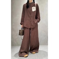 Ensemble Femme Chic et Décontracté : Chemise Ample à Col Rond et Pantalon Large – Nouvelle Collection Automne 2026 (Vente en Gros pour Boutiques)