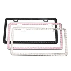 Metal Black Chrome Nummerplaat Frame Marco De Matricula Geschikt Voor Usa Standaard Auto Licentie Frame Diamant Plaat Houder