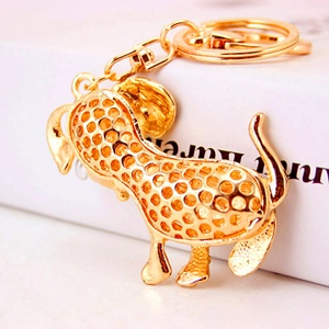 Personalized Luxury Metal Decoration Accessories Cartoon Cute Crystal Diamond Dog Car Keychain Pendant - Product Image 2