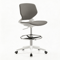Tabourets de bar modernes, chaise de comptoir, cadre en PP blanc, siège rembourré, base pivotante réglable, montage facile pour la cuisine