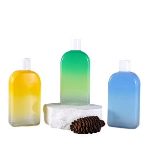 Bouteille plate de 300 ml en PET pour glycérine, design dégradé, emballage pour gel douche, shampoing, produits chimiques quotidiens hydratants - Product Image 5