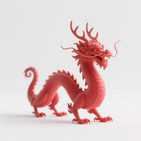 Ornement de dragon chinois usiné CNC en PLA et ABS - Détails complexes, options de couleurs multiples, décoration pour la maison et le bureau, usinage par fil