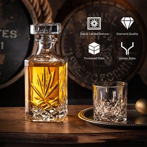Juego de Decantador de Whisky con 2 Vasos, Decantador Cuadrado de Vidrio de 28oz con Estampado Dorado, Regalo para Hombre para Whisky, Tequila, <span class=keywords><strong>Bourbon</strong></span>, Brandy, Vodka - Product Image 2