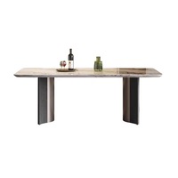 Table à manger en marbre italien de luxe avec chaises haut de gamme, pieds en métal, mobilier moderne et simple pour la maison, salles à manger ou bars