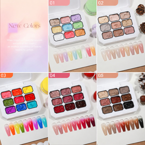 Abrltino Set de Paleta de Esmalte en <span class=keywords><strong>Gel</strong></span> de 9 Colores para Pintura de Uñas, <span class=keywords><strong>Gel</strong></span> Grueso para Arte de Uñas, Pintura en <span class=keywords><strong>Gel</strong></span> Ombre para Usar en Degradados y Estampados de Uñas - Product Image 2