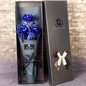 دريا جديد فكرة عيد الميلاد عيد الحب الزفاف طقم هدايا <span class=keywords><strong>3</strong></span> قطع 24k الذهب انخفض الورود مع هدية مربع - Product Image 3