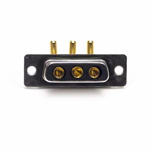 Conector de pinos de latão banhado a ouro fêmea 3W3 tipo D-SUB de solda em ângulo reto