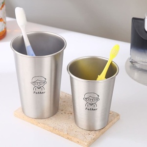 Mug à dents réutilisable en acier inoxydable personnalisé pour la famille, 350 ml/500 ml, pour enfants et adultes - Product Image 1