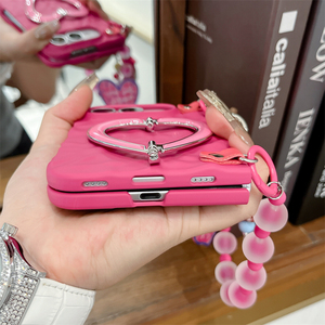 Nouvelle coque de protection unique coréenne pour iPhone Duo Fold, effet peau, rouge rose, support en forme de cœur, antichoc, mode coréenne - Product Image 6
