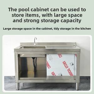 Évier de cuisine commercial en acier inoxydable, surface brossée, design épaissi, lavage de légumes, sans roulettes incluses - Product Image 2