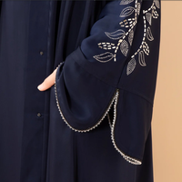 Nouvel ensemble de 3 pièces maxi modeste grande taille avec strass, fleurs et perles, avec ceinture, robes Abaya Jubah de luxe pour femmes musulmanes