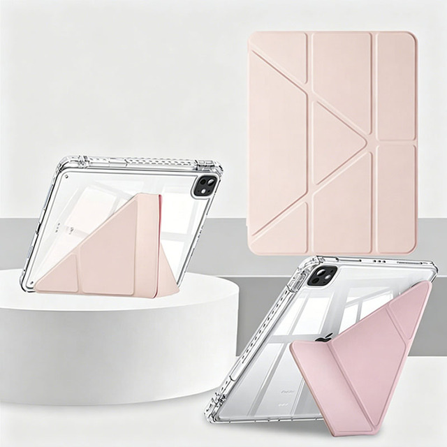 Wholesale Clear Acrylic Back Smart Folio Tablet Cover for iPad Mini6 Mini7 with Pencil Holder Multi-angle K Stand Tablet Case