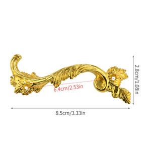 Maniglie di mobili antichi foglie <span class=keywords><strong>a</strong></span> strisce intagliate maniglie del cassetto porta scatola per gioielli armadietto bronzo tira armadio legno - Product Image 6