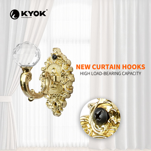 KYOK Tringle à rideaux suspendue en aluminium antique avec design en cristal, produit de luxe moderne <span class=keywords><strong>pour</strong></span> la maison et le bureau, crochets à rideaux - Product Image 6