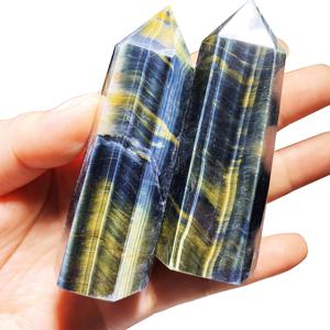 Blu naturale <span class=keywords><strong>occhi</strong></span> di <span class=keywords><strong>tigre</strong></span> torre di cristallo punto di guarigione stones energy bacchetta per feng shui - Product Image 1
