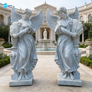 Statue d'ange en <span class=keywords><strong>marbre</strong></span> d'extérieur personnalisée - Figure en pierre de style victorien élégant pour jardin ou cimetière - Product Image 5