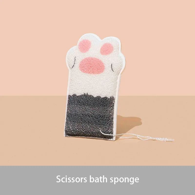Toalla de baño de algodón con forma de pata de gato para bebé, Toalla de baño para bebé, champú, esponja, fregado para niños