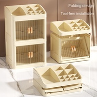 QF-09A pliable Double porte PP boîte de rangement en plastique multi-couche papeterie étagère durable ménage cosmétiques et garde-manger stockage
