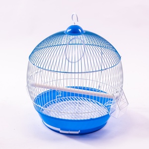 Round Hanging <b>Bird</b> Cage Multi-color Metal Wire Cage with Perch & <b>Feeders</b> for <b>Small</b> Parakeets Budgies - Product Image 5