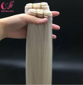 Groothandel Hoge Kwaliteit 100% Russische Virgin Cuticle Aligned Remy Blonde Menselijk Haar Dubbele Getrokken Hand Gebonden Inslag Hair Extensions