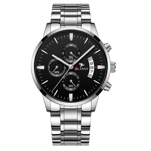 JLANDA Montres pour hommes Top Brand Chronographe Watch Men Stainless Steel Quartz Watches Black Male relogio masculino - Product Image 3
