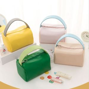Sac de maquillage personnalisable en PU, tendance, portable, de voyage, couleur bonbon, étanche, avec fermeture éclair, grande capacité, sac fourre-tout à main pour échantillons - Product Image 1