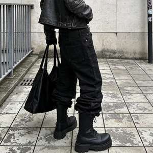 Jeans Baggy Stacked da <span class=keywords><strong>Uomo</strong></span> Personalizzati Y2K Eco-Friendly con Borchie, Gamba a Campana, Rivestimento in Cera e Effetto Sovrapposto - Product Image 5