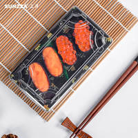 Sunzza-funda de plástico desechable para comida, protector anti-niebla de hoja dorada SZ01, caja de comida para sushi, embalaje para llevar
