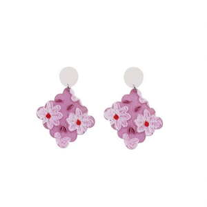 Pendientes de moda con diseño floral bordado en rosa, juego de 12 piezas para mujer, accesorios. - Product Image 2