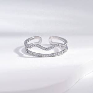 Bague ajustable en laiton plaqué or 18 carats, multi-couches, géométrique, avec pierres précieuses en cuivre, style hip-hop, personnalisable, pour femmes - Product Image 3