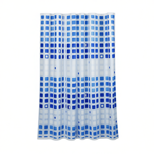 Cortina de Ducha Murano 120x200 cm con Patrón Geométrico Azul para Baño - Product Image 1