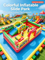 Parc de jeux gonflable commercial en PVC de 0,55 mm, Fun City, aire de jeux gonflable multi-activités pour divertissement en plein air