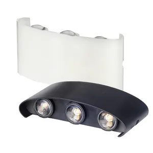 مصباح جداري بتصميم جديد مقاوم للماء في الهواء الطلق IP55 6 واط مصباح جداري LED لأعلى وأسفل مع تدفئة/أبيض/RGB