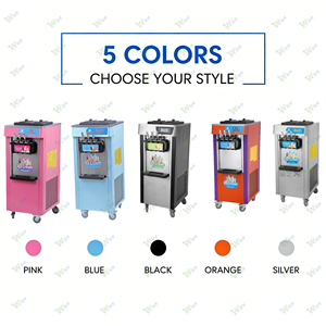 Machine à glace WICE 3 saveurs pour usage domestique et restaurants, avec ingrédients fruits, lait, eau, production de glace molle 20-28L/h - Product Image 5