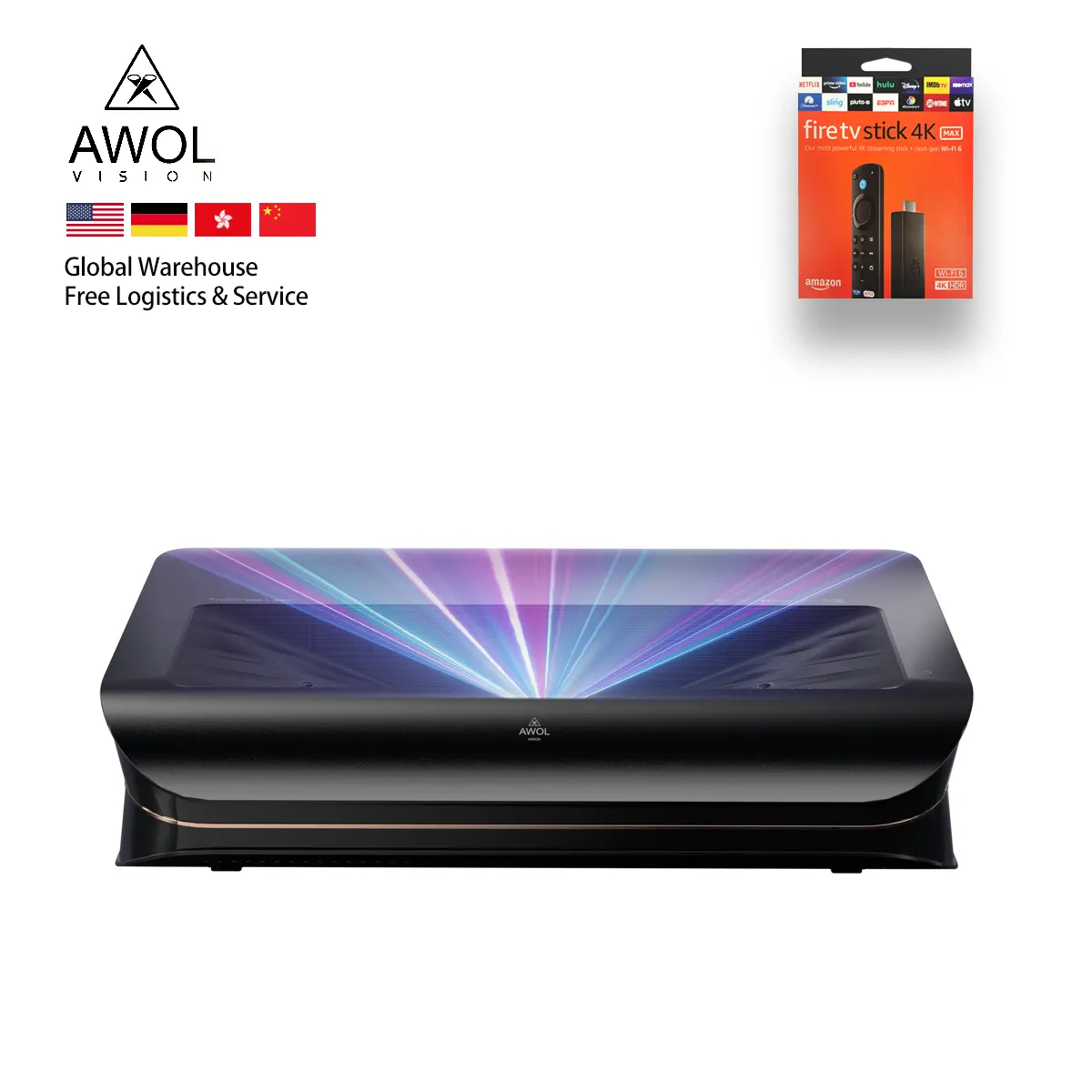 AWOL VISION LTV 3500 Smart TV Mini Projeteur Full HD Home Theater Cinema 3500 ANSI Lumens Android 4K Projectors