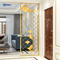 Paravent décoratif mural moderne en acier inoxydable plaqué or, séparateur de pièce en métal de luxe, imperméable, pour décoration intérieure
