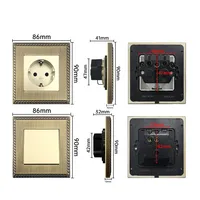 Sakelar Retro Standar Eropa BAOBEN, Stopkontak Dinding Logam Paduan Seng Vintage Eropa, Stopkontak Lampu Rumah Universal