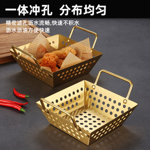 Stainless Steel Square Mesh Basket With Handle Large Frying Drain Basket For Fruit Vegetable Washing And Fried Dough Stick - Product Image 5