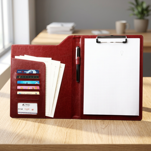 Leather Menu Clipboard Folder A4 <b>Notepad</b> Pockets Custom Restaurant PU Waiter Various Sizes Optional Color OEM Brand Made China - Product Image 3
